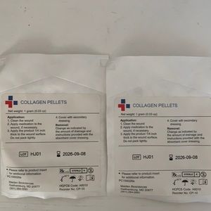 COPY - COPY - Collagen Pellets. Brand New (2) Sealed Sterile 1 gram Pack.